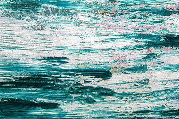 Sea blue of acrylic paint textures on canvas.and cracks of paint drying.