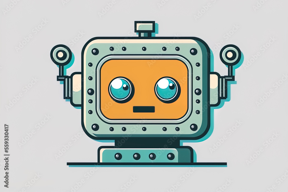 Poster logo with a picture of a robot face. generative ai