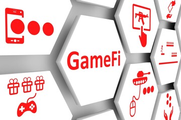 GameFi concept cell background 3d illustration