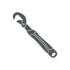 Single Sided Wrench Construction Tools Equipment Device Icon Set Collection Black Solid