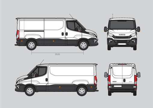 Cargo van Iveco Daily vector template