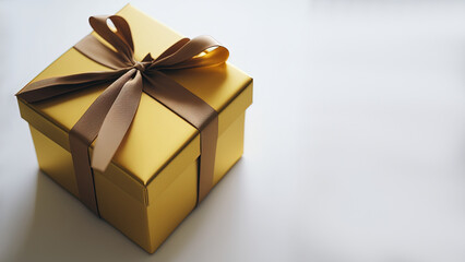 Obraz premium A beautiful gift box or a present on white copy space background. Valentine's Day, Love and Holiday concept. Card or banner Generative Ai. 