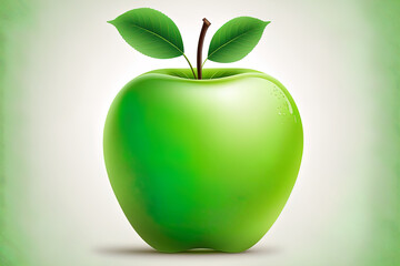 Isolated green apple on a white backdrop. Generative AI