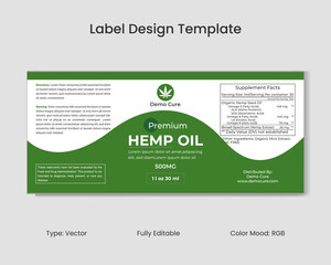 CBD Label Design Template, Hemp Oil Label Design and Product Packaging Design