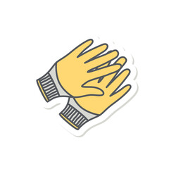 Obraz premium Cotton Gloves Construction Tools Equipment Device Icon Set Collection Sticker