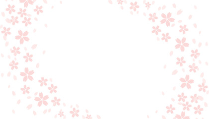 桜の花びらに囲まれた背景フレームイラスト