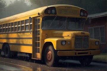 Naklejka na ściany i meble Modern style school bus, long distance bus