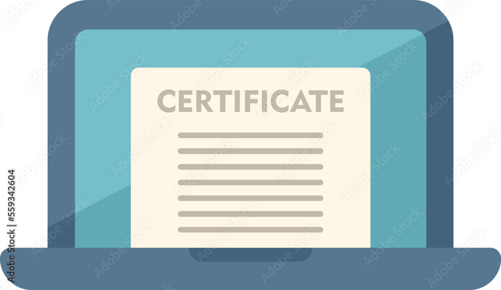 Sticker online certificate icon flat vector. degree education. school study isolated