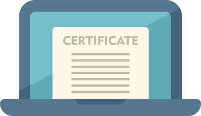 Online certificate icon flat vector. Degree education. School study isolated