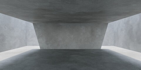 Empty  concrete space interior with sunlight and shadow, 3d rendering © Suwatchai