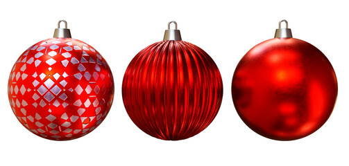 set of three festive balls red, decorative balls for the Christmas tree
