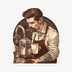 handsome barista generate with AI