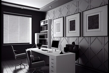 Fototapeta premium Minimal modern office interior with a sleek contemporary design, generative AI