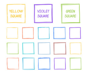 Set of hand drawn colored doodle squares with place for your text