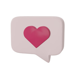 Valentines Heart Icon. Love Chat Message 3D Illustration.