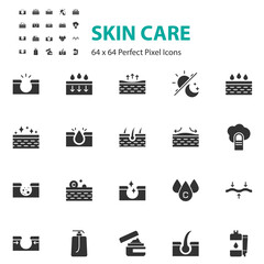 set of skin care icons, selfcare, skin, beauty