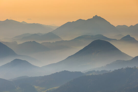 Photographed later in the afternoon from Breitenstein - altitude 1661m (Schleching, Traunstein district, Upper Bavaria, Germany).