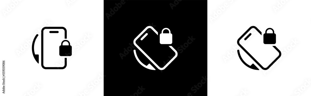 Aufkleber rotate mobile phone with lock key icon. device rotation symbol signs vector illustration.