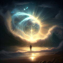 Psychic waves, health, contentment, illuminate the path ahead, spiritual enlightenment - generative ai
