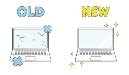 中古品と、新品のノートパソコン