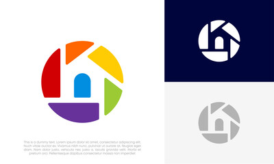Home photography, home focus logo design vector