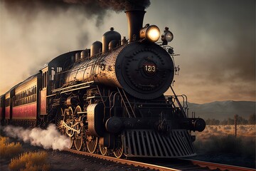 Good old steam train locomotive - obrazy, fototapety, plakaty