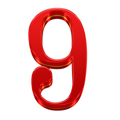 Obraz premium Red Gold 3D alphabet set, includes font or letters in uppercase and lowercase, numbers, punctuation marks, symbols, and frames. 