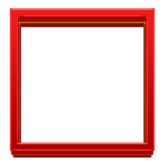 Red Gold 3D alphabet set, includes font or letters in uppercase and lowercase, numbers, punctuation marks, symbols, and frames.
