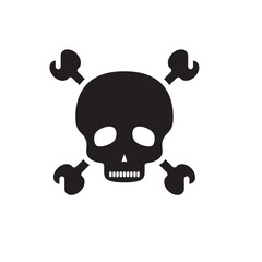 Pirate skull icon vector logo flat style illustration