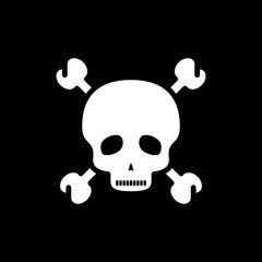 Pirate skull icon vector logo flat style illustration