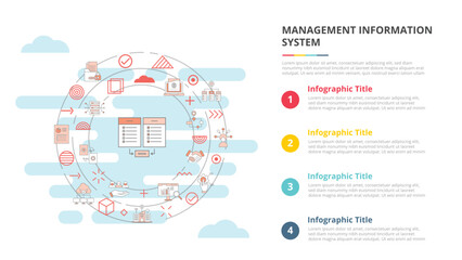 mis management information system concept for infographic template banner with four point list information