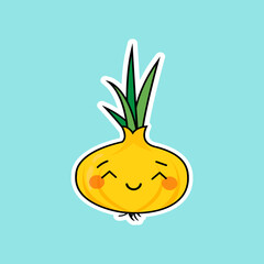 onion sticker with different emotions vector