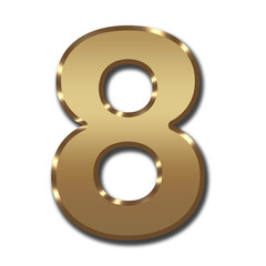 3d golden number eight 8 for number icon