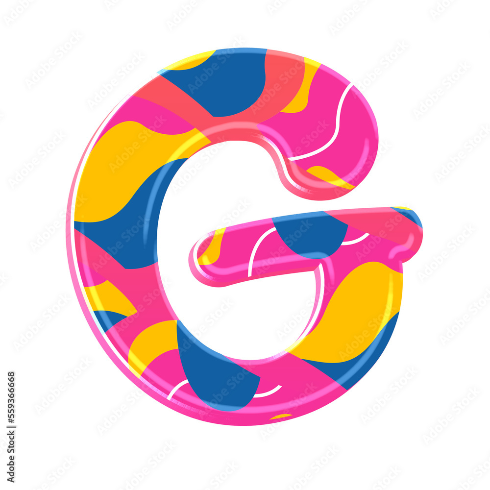 Poster colorful pink party alphabet set, includes font or letters in both uppercase and lowercase, numbers,
