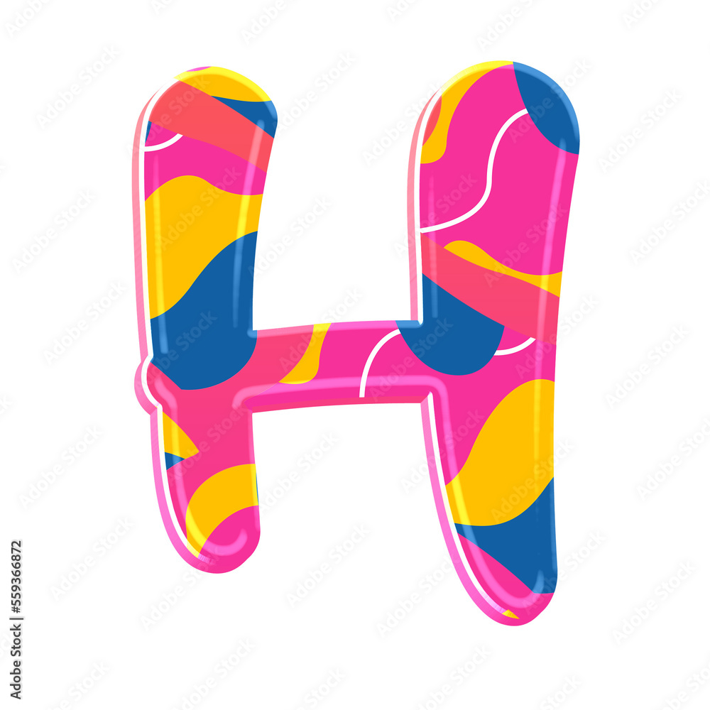 Poster colorful pink party alphabet set, includes font or letters in both uppercase and lowercase, numbers,