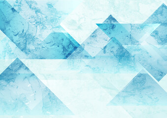 Blue and white grunge triangles abstract minimal background. Geometric tech vector design