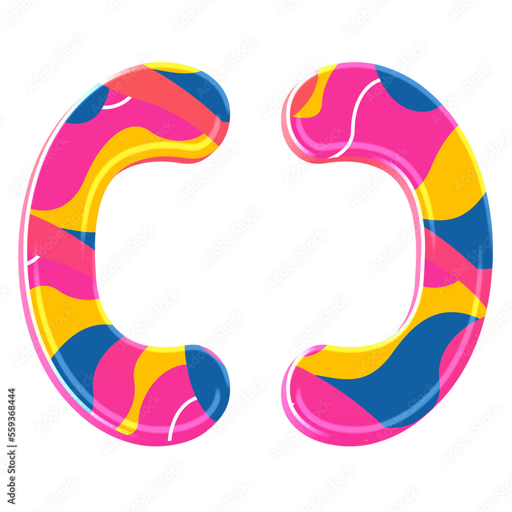 Poster colorful pink party alphabet set, includes font or letters in both uppercase and lowercase, numbers,