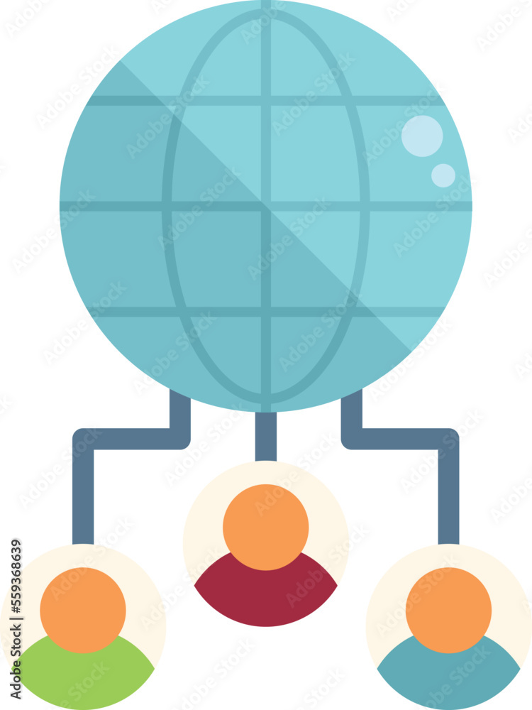 Poster global customer database icon flat vector. crm data. platform system isolated