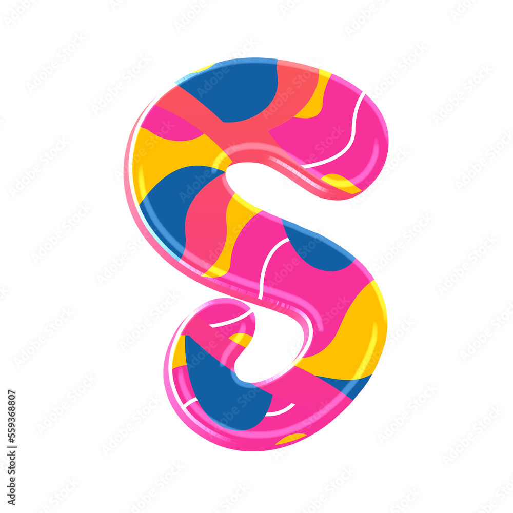 Poster colorful pink party alphabet set, includes font or letters in both uppercase and lowercase, numbers,