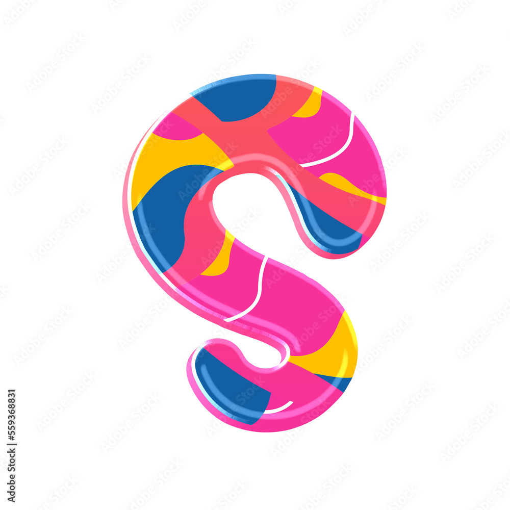 Poster colorful pink party alphabet set, includes font or letters in both uppercase and lowercase, numbers,