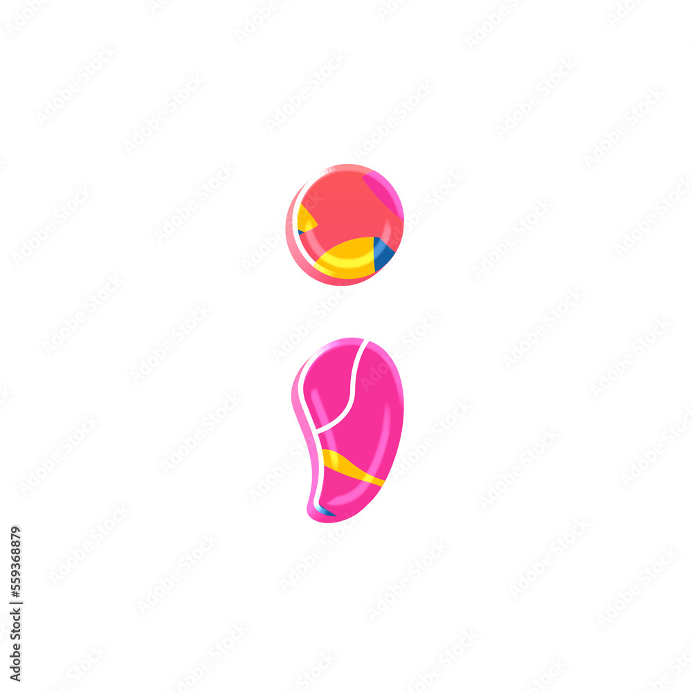 Poster colorful pink party alphabet set, includes font or letters in both uppercase and lowercase, numbers,