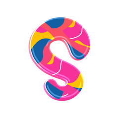 Colorful pink party alphabet set, includes font or letters in both uppercase and lowercase, numbers, punctuation marks and symbols.	