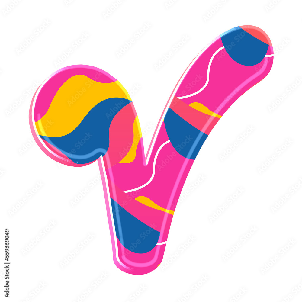 Poster colorful pink party alphabet set, includes font or letters in both uppercase and lowercase, numbers,