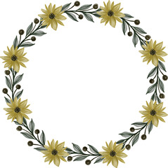 yellow floral wreath for greeting card