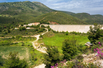 View of the Dam of Rapentosa in Attica, Greece.