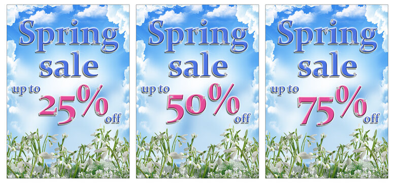 spring sale, vertical banner set for social media and web design
