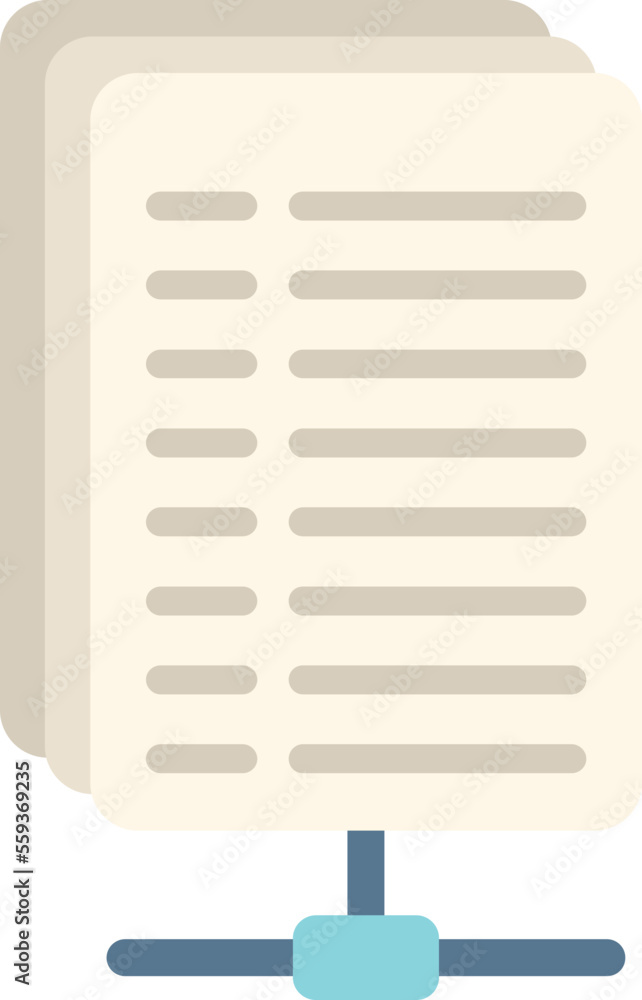 Poster database sheet icon flat vector. crm data. software platform isolated