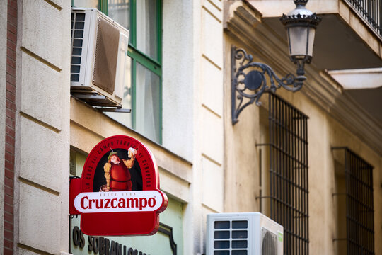 sign for cruzcampo beer in Malaga, Spain