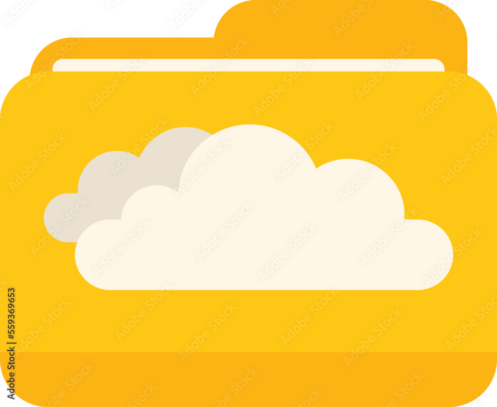 Poster access cloud folder icon flat vector. data crm. system consumer isolated