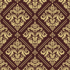 Orient classic pattern. Seamless abstract background with brown and golden vintage elements. Orient background. Ornament for wallpaper and packaging